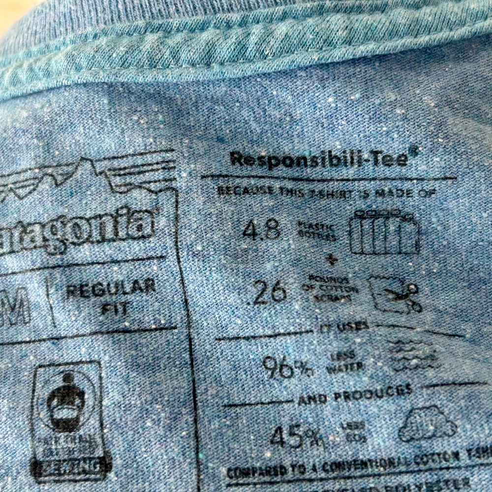 Patagonia Pataloha Mens Regular Fit Blue T Shirt Size Medium - Picture 5 of 6